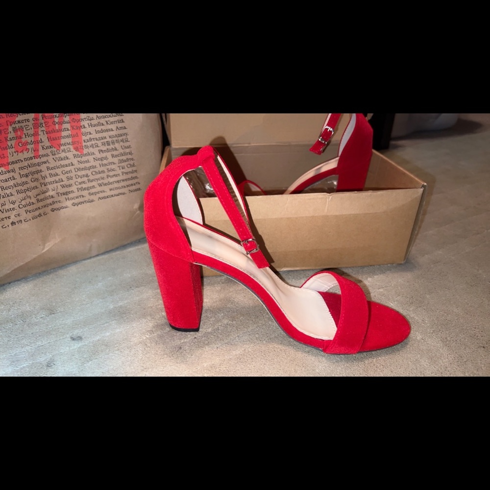 Red block heels